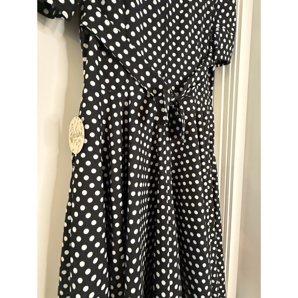 Sz 8 Timeless London Black White Polka Dot Collared Rockabilly PinUp Retro Dress - Picture 6 of 10